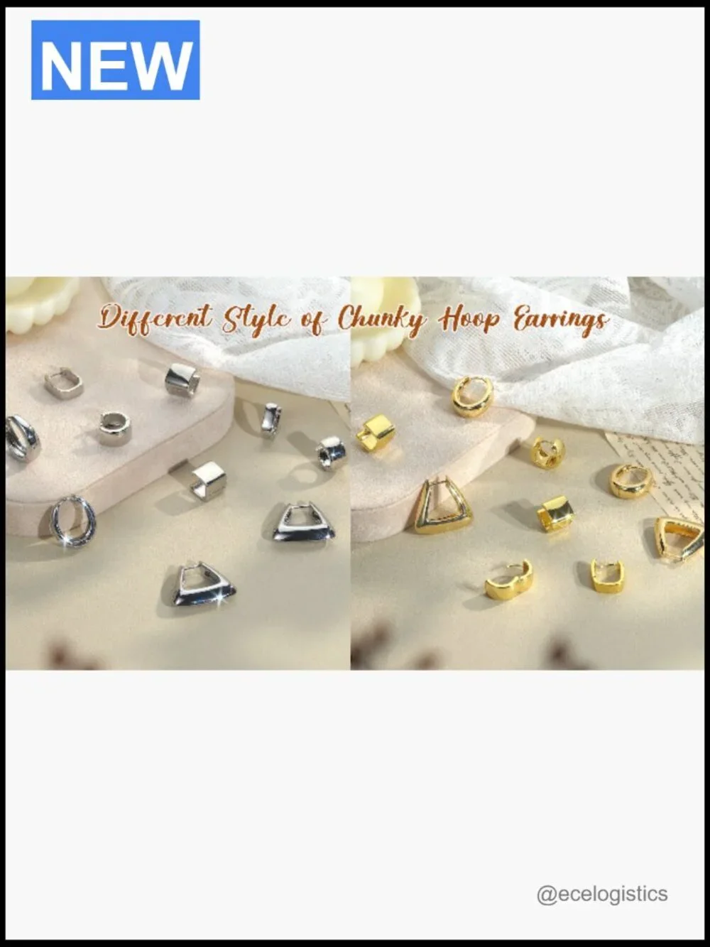 925 Sterling Silver Chunky Hoop Earrings Hypoallergenic Huggie Hoops